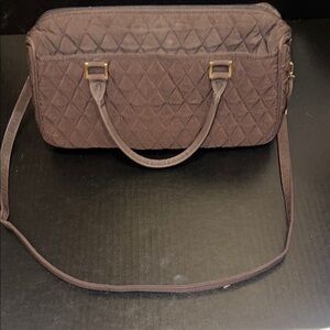 Vintage Vera Bradley Quilted Brown Shoulder Satchel Bag
